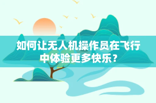 如何让无人机操作员在飞行中体验更多快乐？